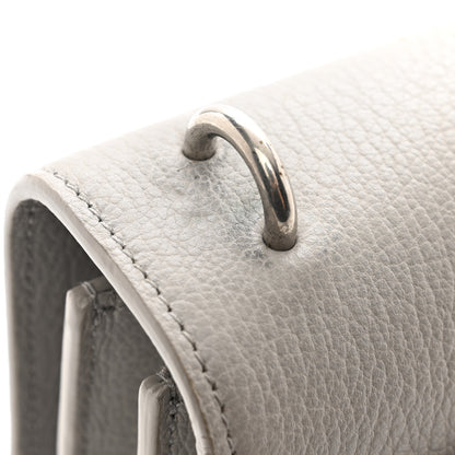 Saint Laurent Grained Calfskin Medium Monogram Sunset Satchel Light Grey 14 of 15