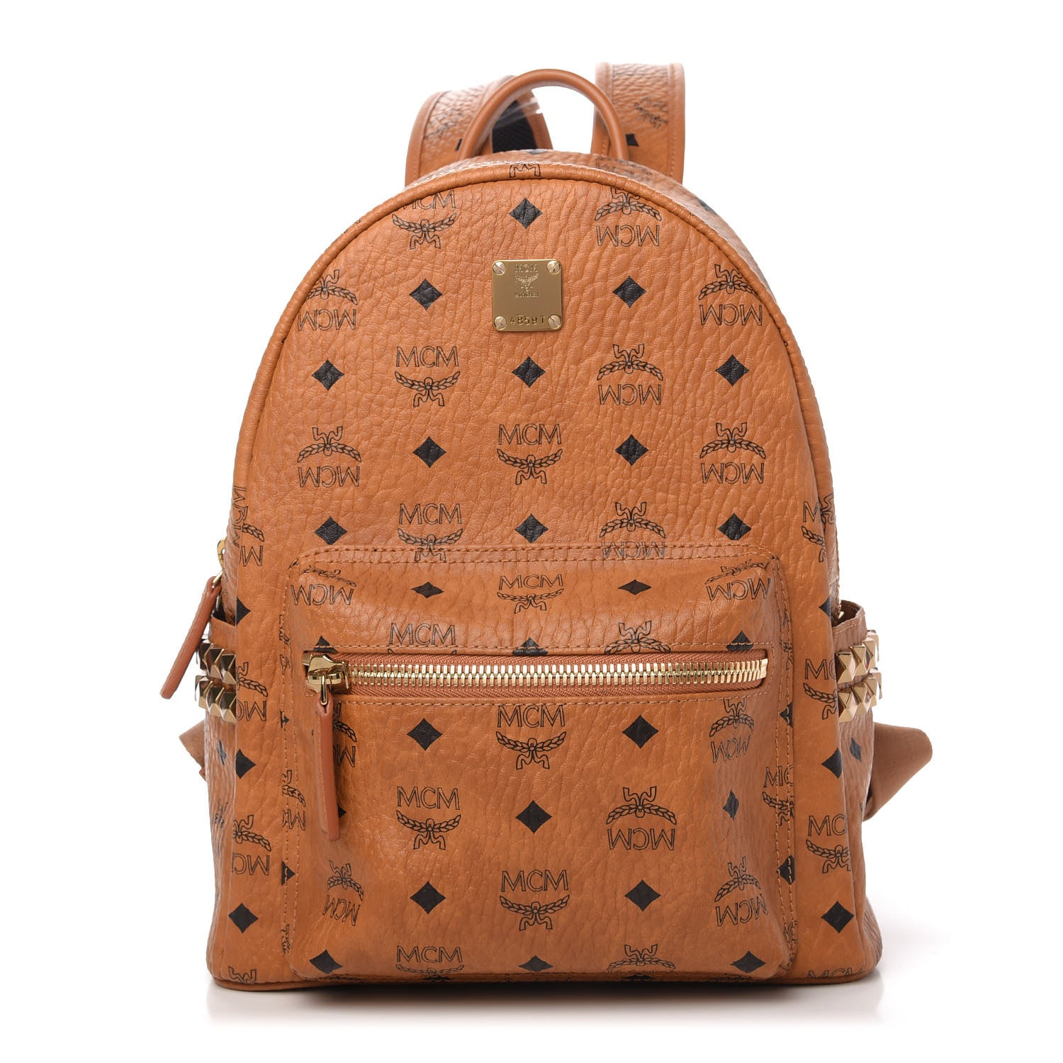 MCM Visetos Small Side Stud Stark Backpack Cognac 1 of 9