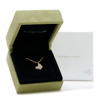 Van Cleef & Arpels 18K Yellow Gold Mother of Pearl Sweet Alhambra Butterfly Pendant Necklace 7 of 7