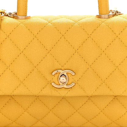 Chanel Caviar Quilted Mini Coco Handle Flap Yellow 14 of 22