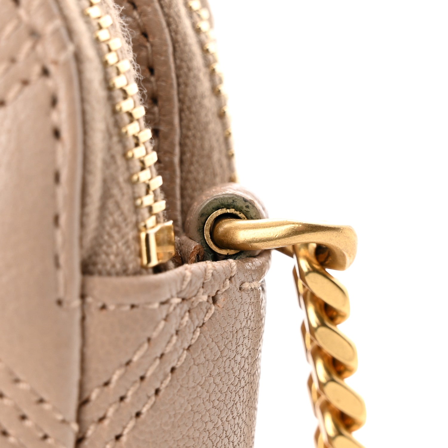 Saint Laurent Grained Lambskin Quilted Mini Becky Double Zip Bag Natural Tan 17 of 18