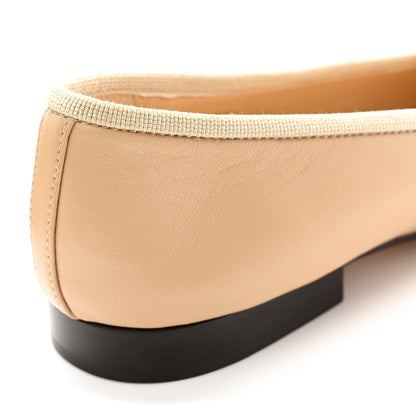 Chanel Lambskin Cap Toe CC Ballerina Flats 35.5 Dark Beige Black 11 of 13