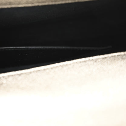 Saint Laurent Metallic Textured Calfskin Classic Monogram Cassandre Clutch Pale Gold 7 of 11