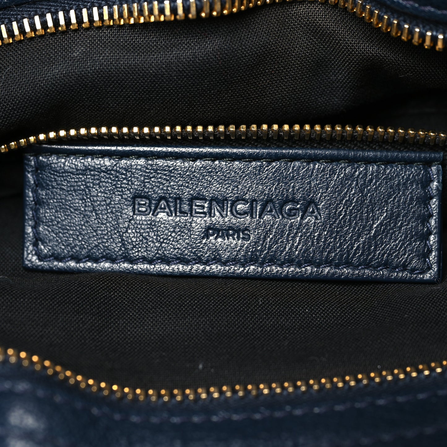 Chevre Gold Metallic Edge Hardware Velo Bleu Nuit Dark Sea