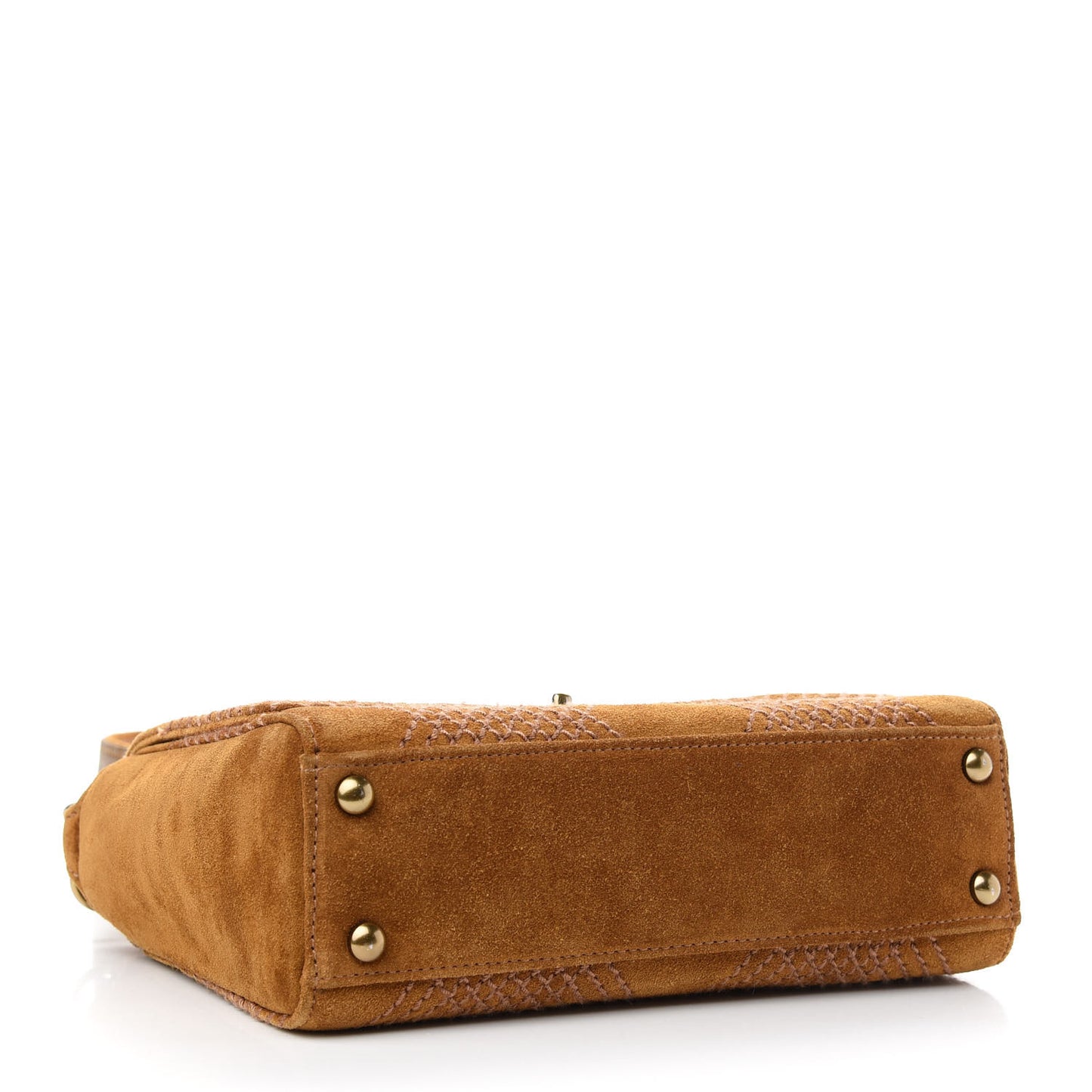 Suede Stitched CC Messenger Flap Bag Beige