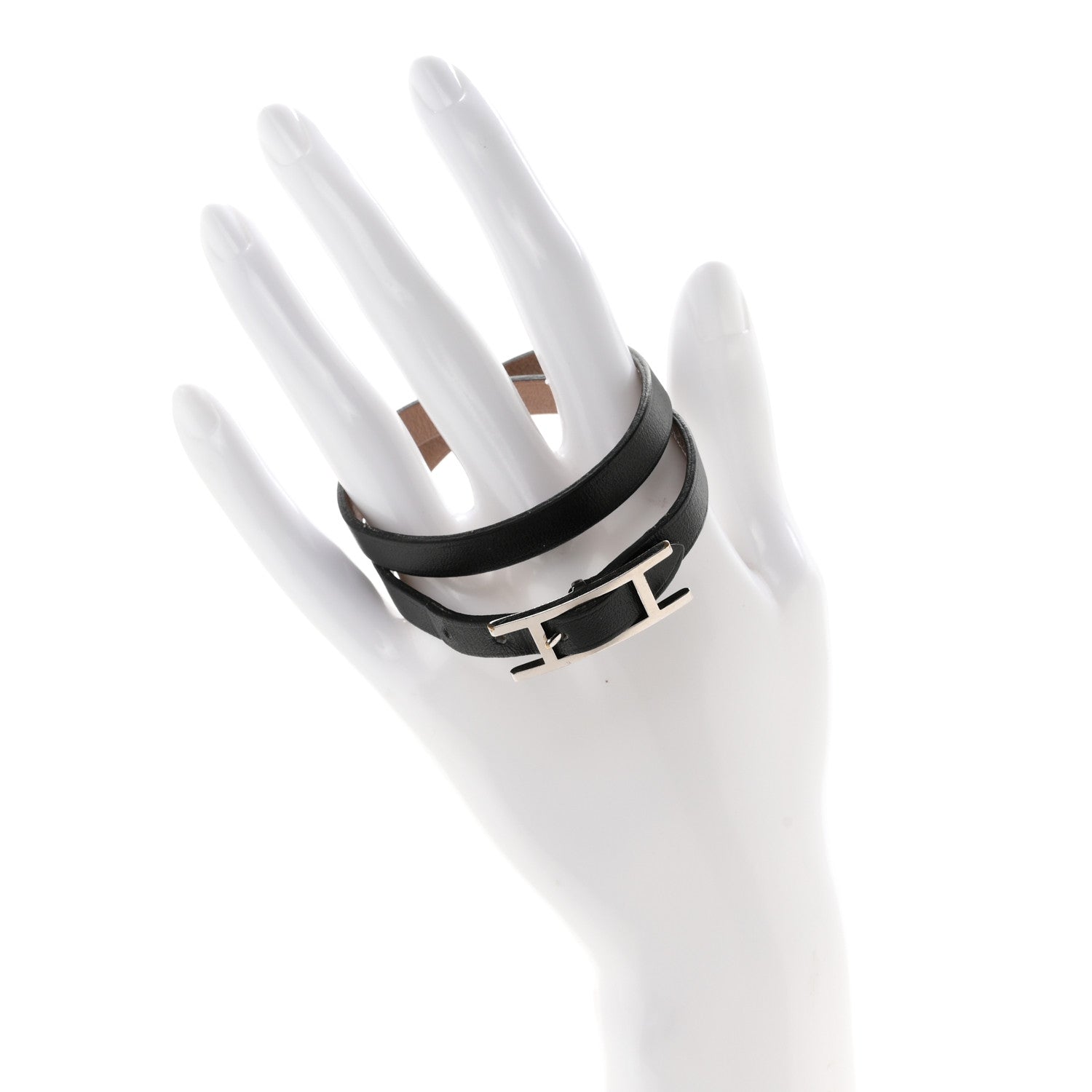 Hermes Chamonix Behapi Double Tour Bracelet S Black Etoupe 2 of 4