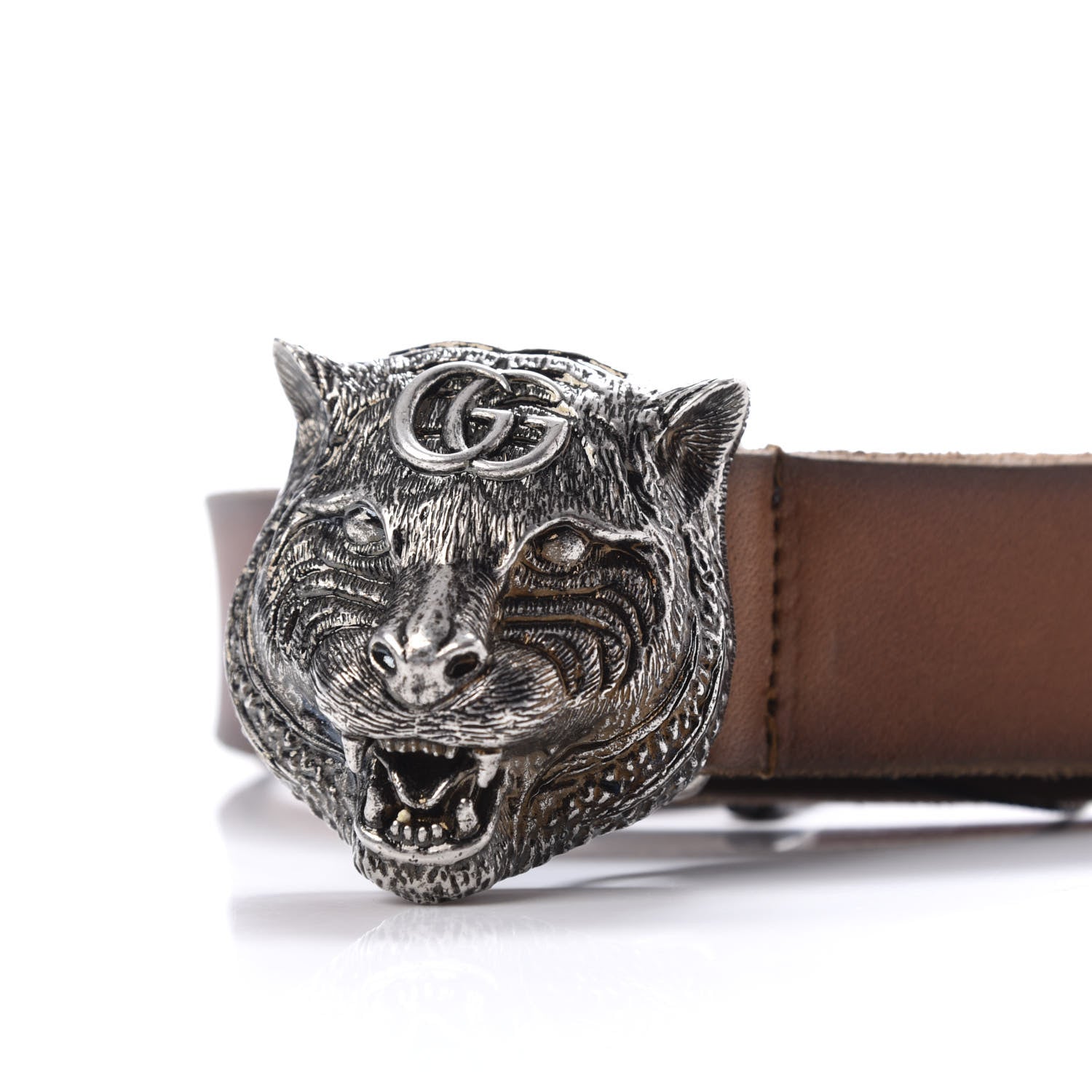 Gucci Calfskin Brass Feline Buckle Belt 105 42 Toscano 4 of 4