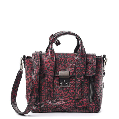 3.1 Phillip Lim 3.1 Textured Calfskin Mini Pashli Satchel Black Red 1 of 8