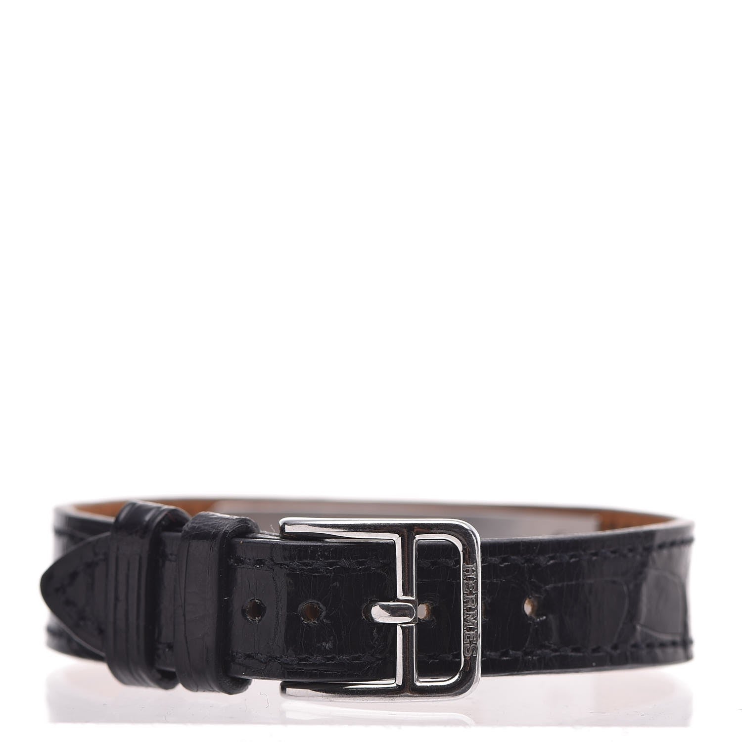 Hermes Stainless Steel Alligator Diamond Mother of Pearl 20mm Kelly Cadena Quartz Watch Noir 3 of 16