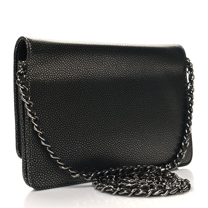 Chanel Metallic Caviar Timeless CC Wallet On Chain WOC Grey 3 of 11