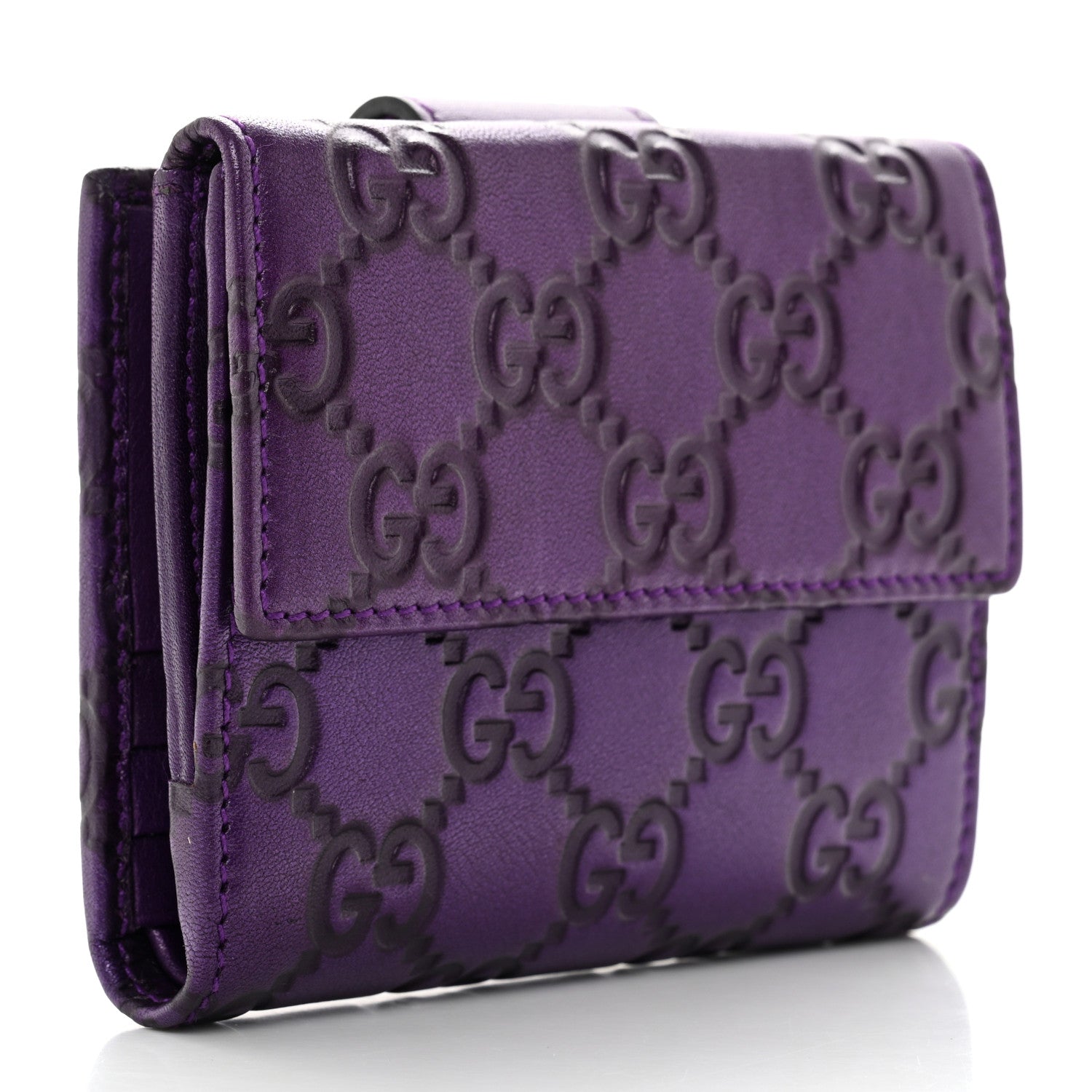Gucci Metallic Soft Guccissima Icon Bar French Wallet Purple 3 of 7