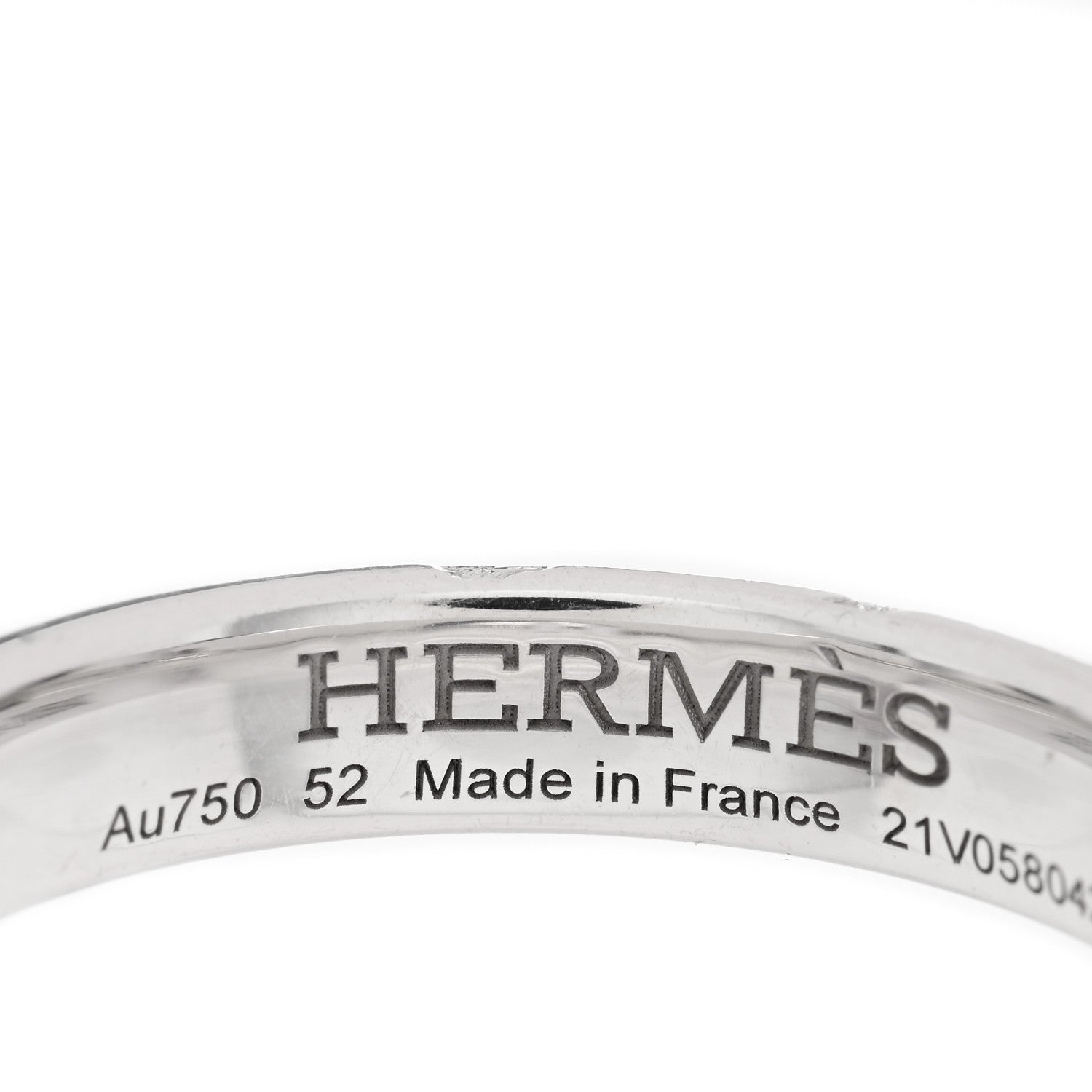 Hermes 18K White Gold Diamond Ever Herakles Wedding Band Ring 52 6 4 of 5