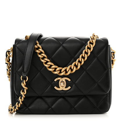 Chanel Lambskin Quilted Small Side Note Flap Black 1 of 11