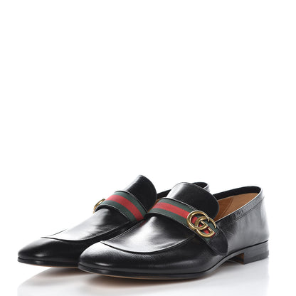 Gucci Goatskin Web Mens GG Loafers 12 Black 3 of 9