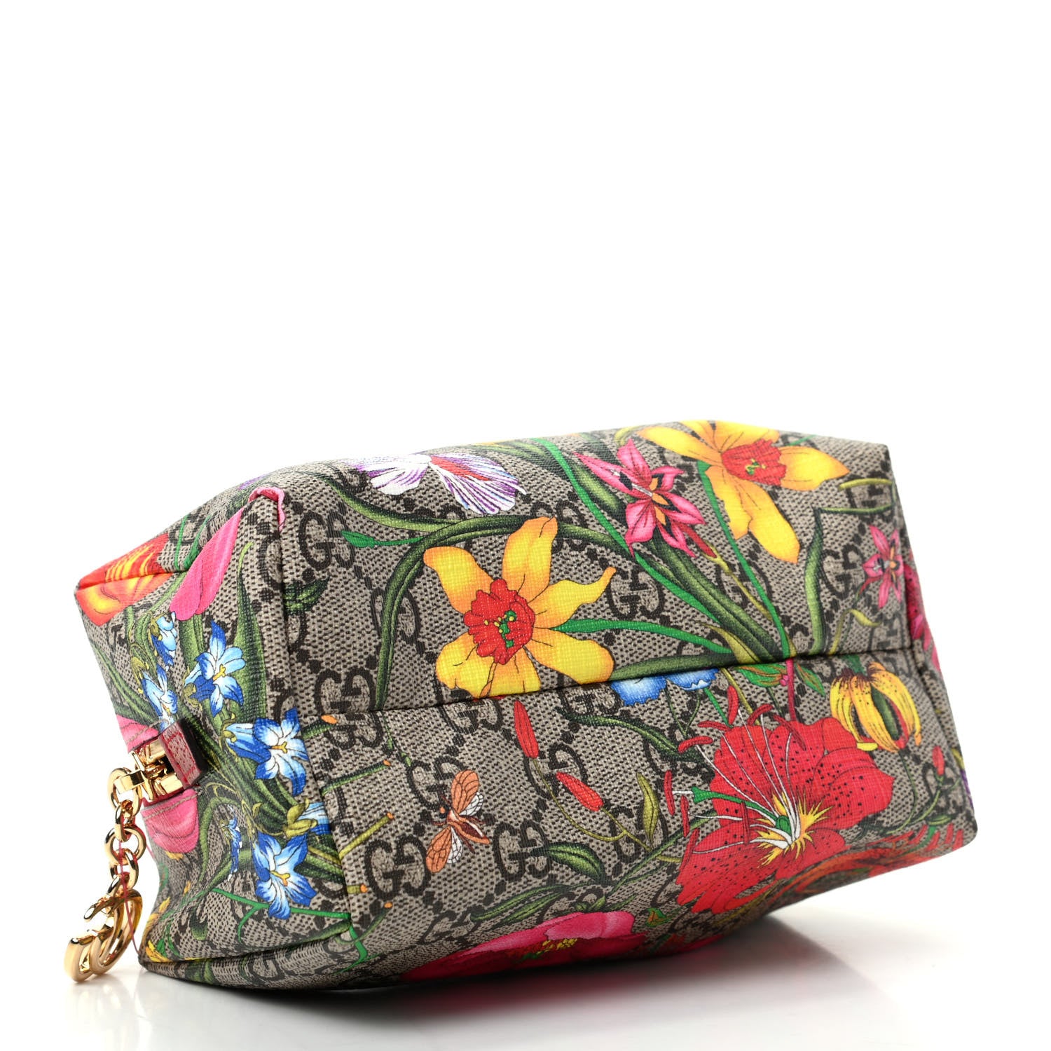 Gucci Soft GG Supreme Monogram Flora Calfskin Medium Ophidia Cosmetic Case Beige Ebony Multicolor Rosso 4 of 7