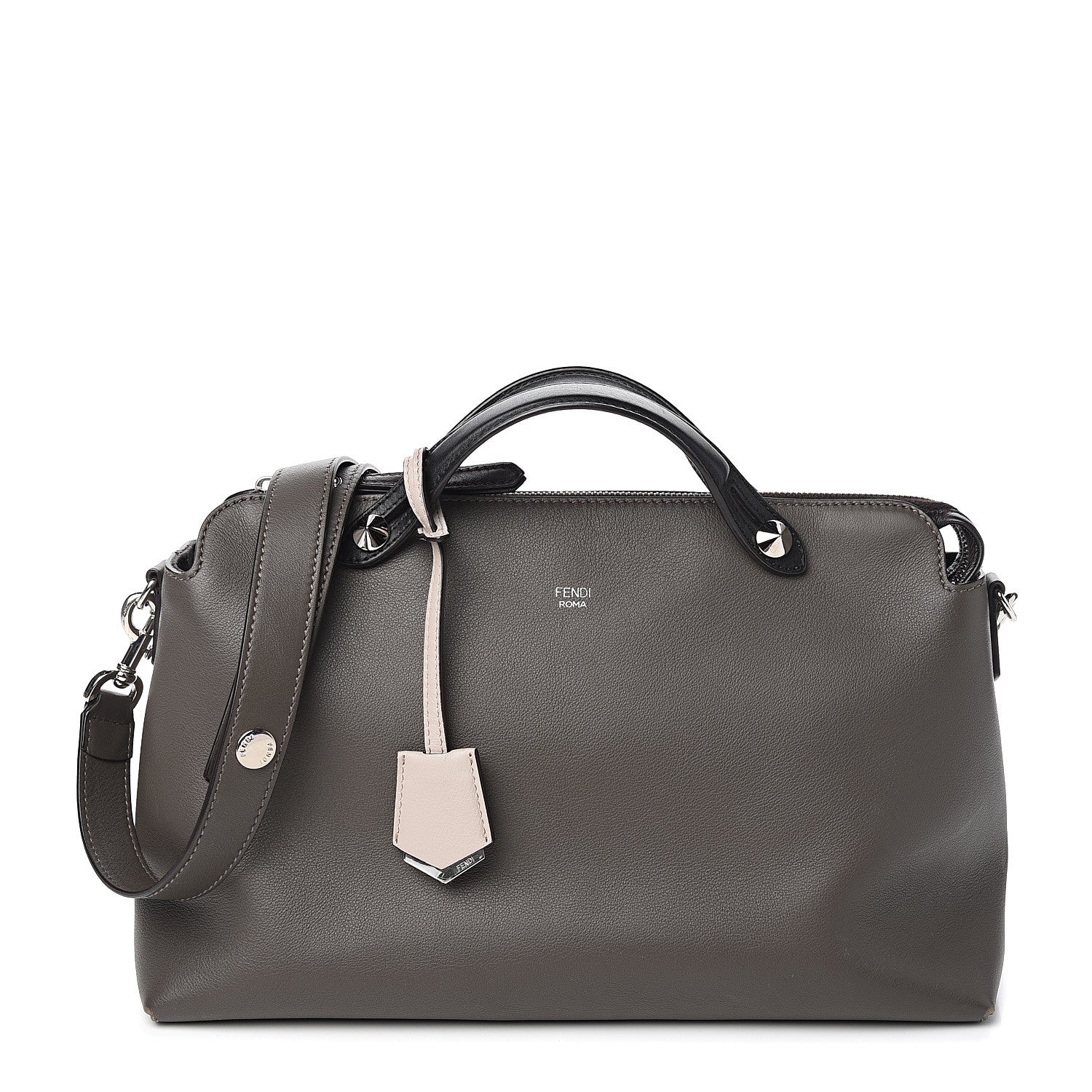 Fendi Vitello Dolce 4 Color Large By The Way Boston Bag Carbone Grigio Polvere Multicolor 1 of 13