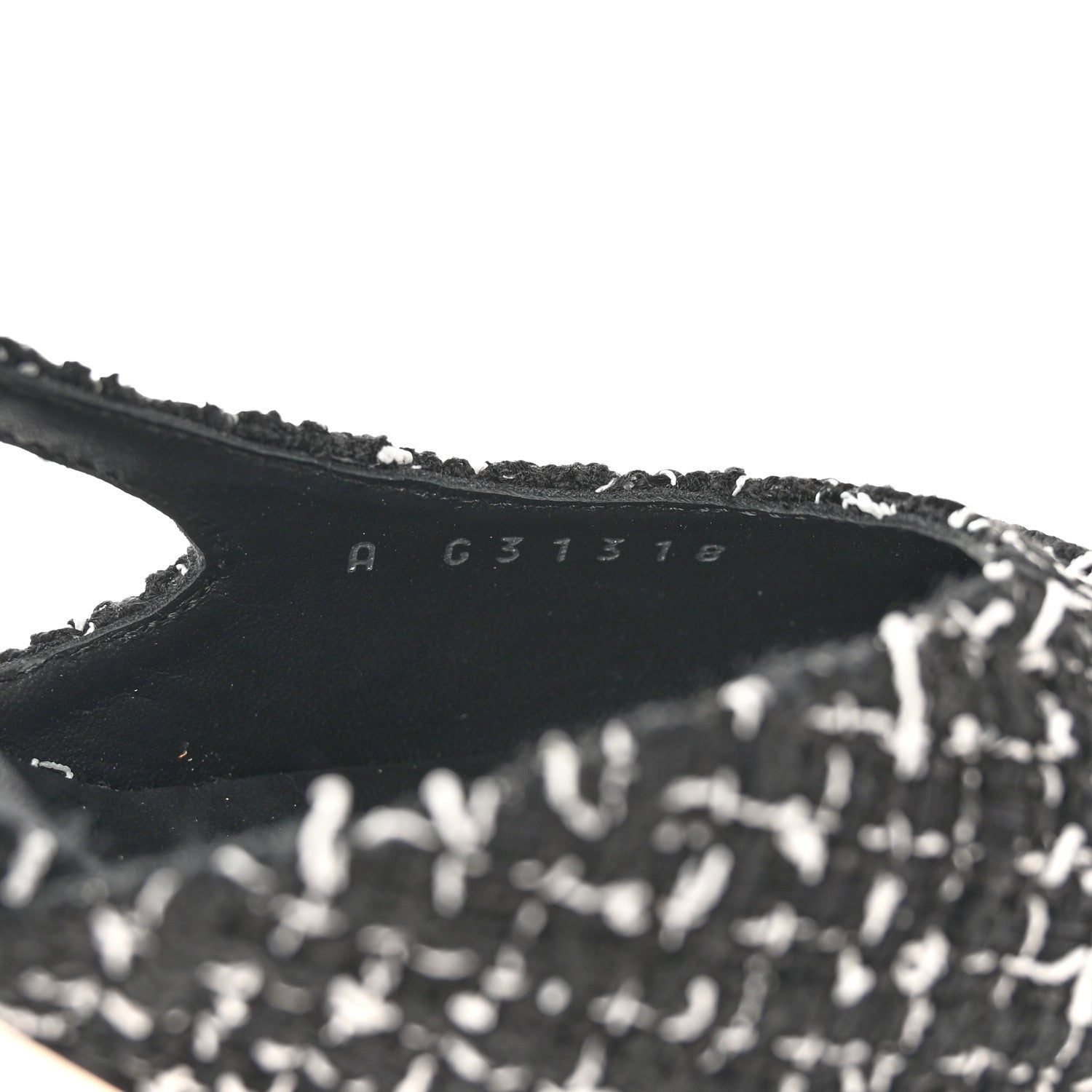 Chanel Tweed Grosgrain Cap Toe CC Slingback Pumps 36 Black White 6 of 11