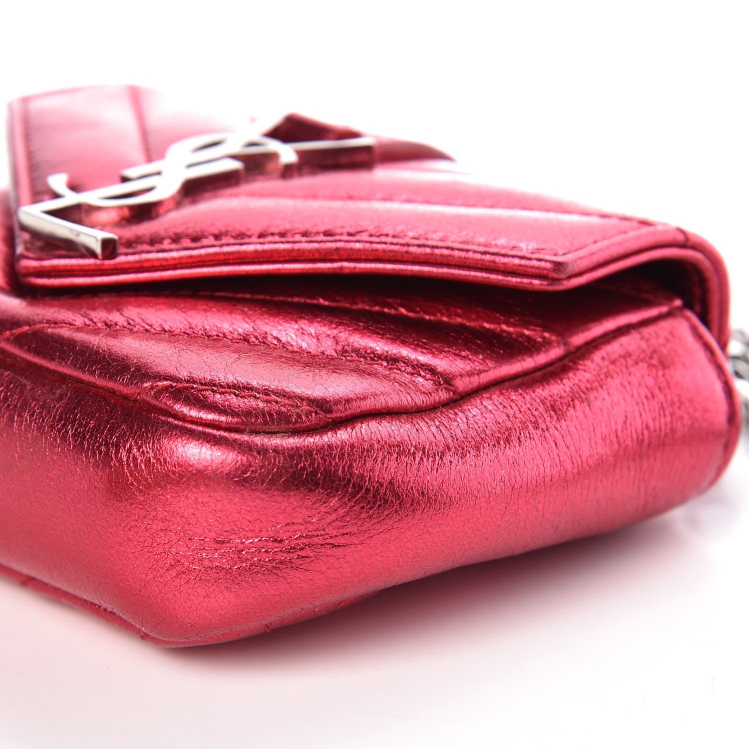 Saint Laurent Metallic Sheepskin Matelasse Monogram Micro College Bag Porpora 8 of 8