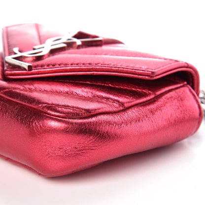 Saint Laurent Metallic Sheepskin Matelasse Monogram Micro College Bag Porpora 8 of 8