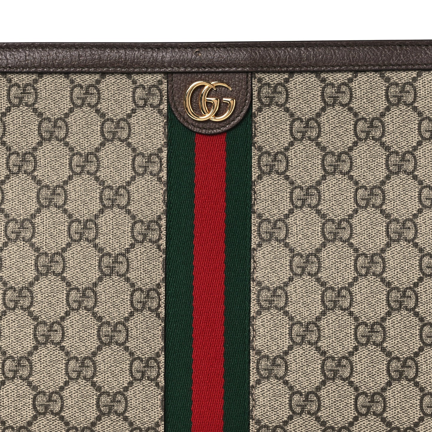 GG Supreme Monogram Web Ophidia Pouch Brown