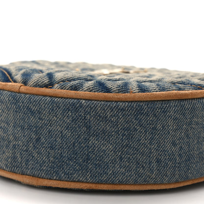 Saint Laurent Denim Matelasse Chevron Quilted Round Vinyle Camera Bag Rodeo Blue Cinnamon 10 of 13