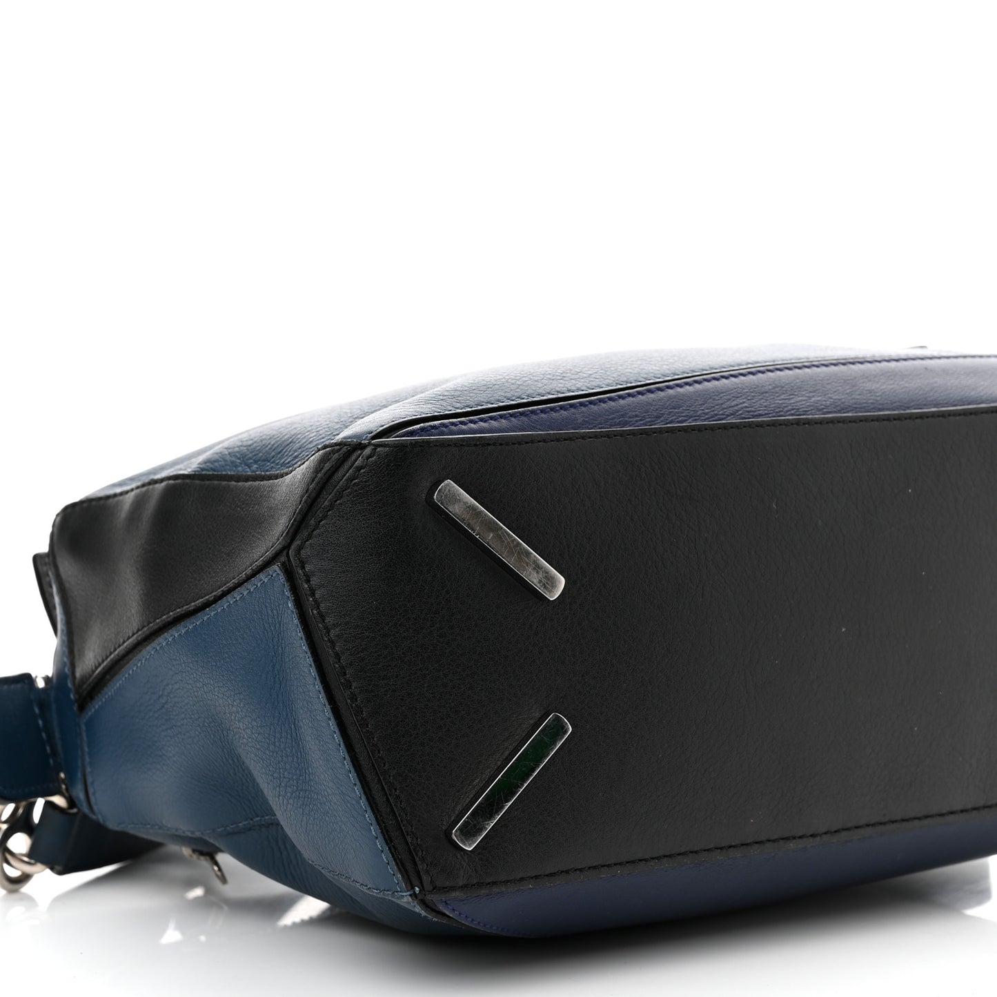 Calfskin Colorblock Small Puzzle Bag Blue