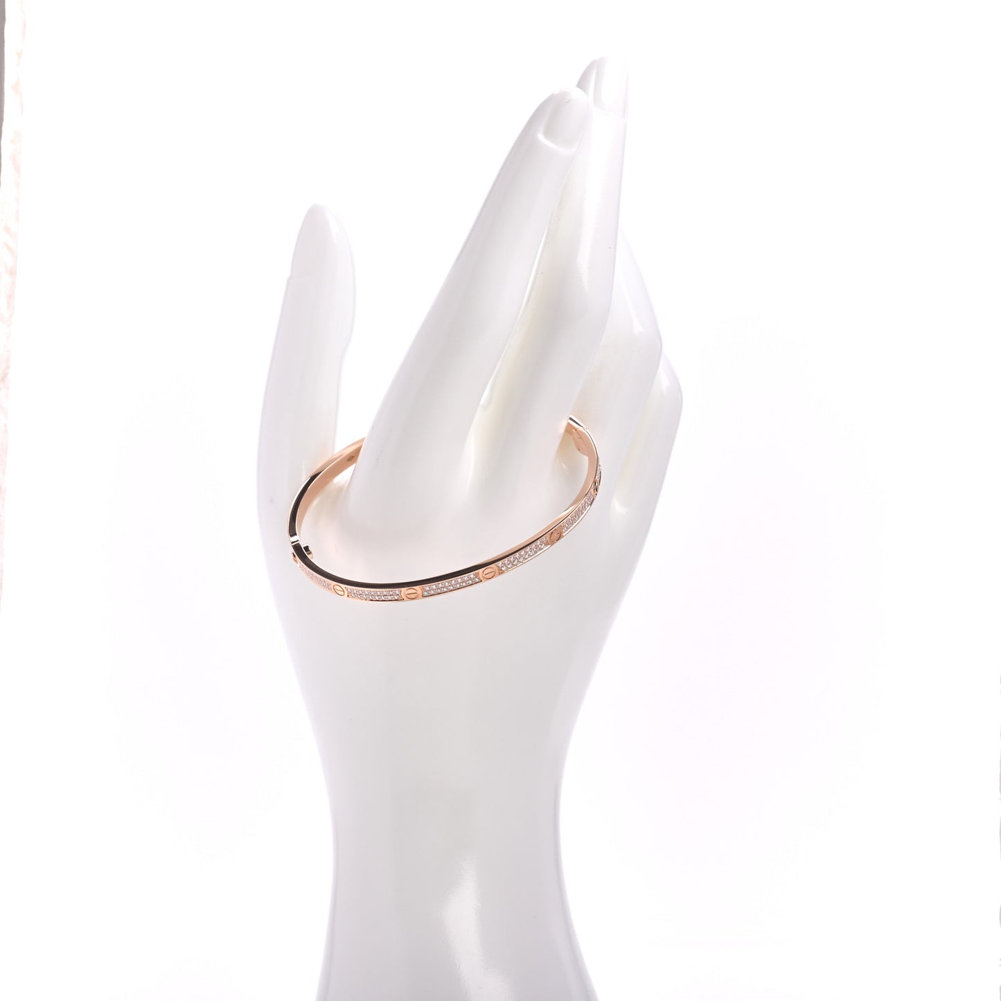 18K Pink Gold Diamond Small LOVE Paved Bracelet 18