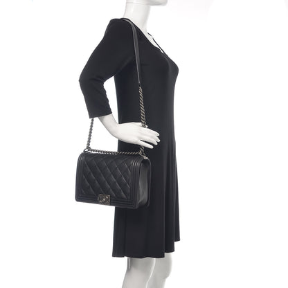 Chanel Calfskin Quilted Double Stitch New Medium Boy Flap Black 2 of 14