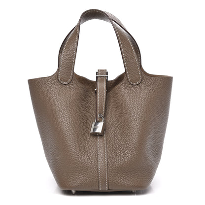 Hermes Taurillon Clemence Picotin Lock 18 PM Etoupe 1 of 10