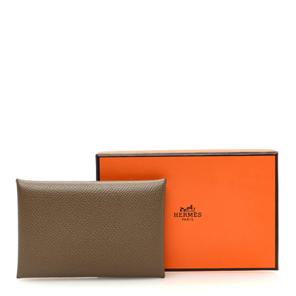 Hermes Epsom Calvi Card Case Etoupe 7 of 7