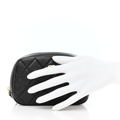 Chanel Lambskin Quilted Small Curvy Pouch Cosmetic Case Black 2 of 7