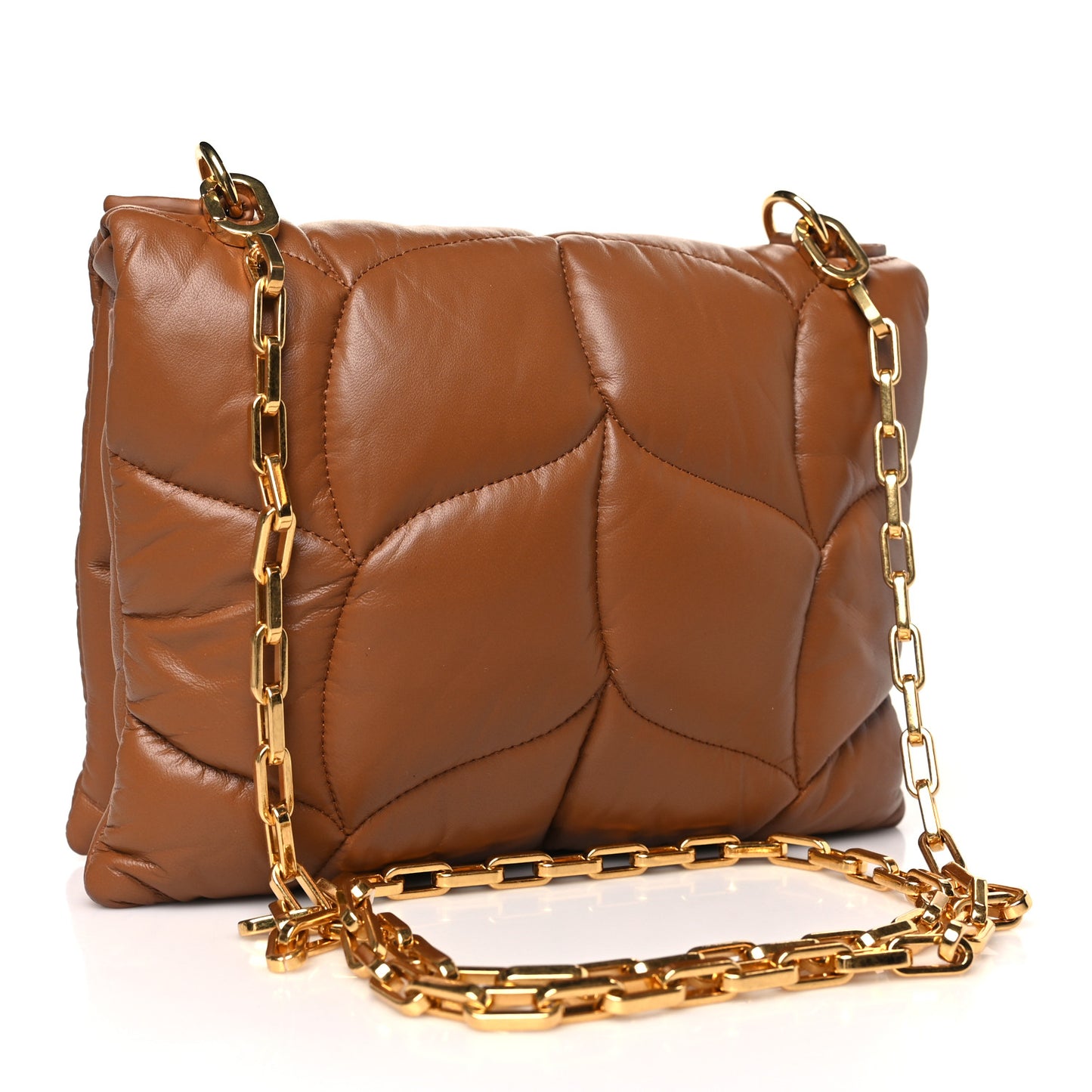 Nappa Pillow Quilted Little Softie Bag Tobacco Brown