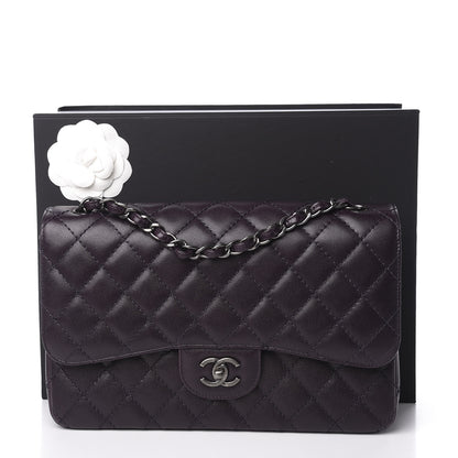 Chanel Caviar Quilted Jumbo Double Flap Dark Purple 10 of 10