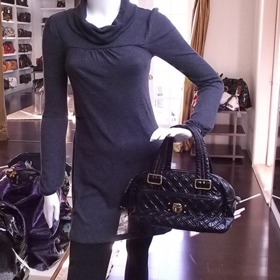 Patent Quilted URSULA Bowler Black