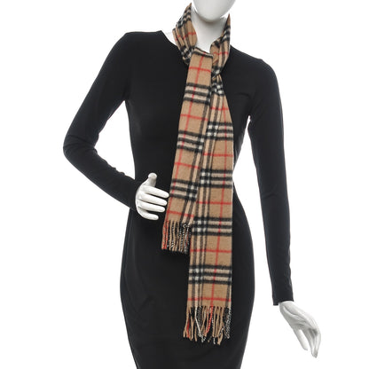 Burberry Cashmere House Check Fringe Scarf Camel 2 of 5