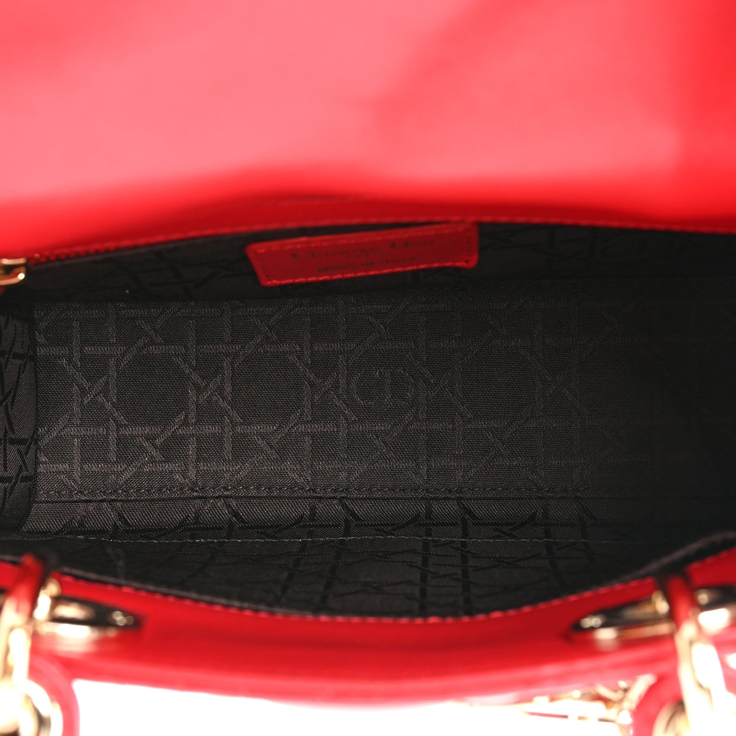 Lambskin Cannage Small Lucky Badges My Lady Dior Red