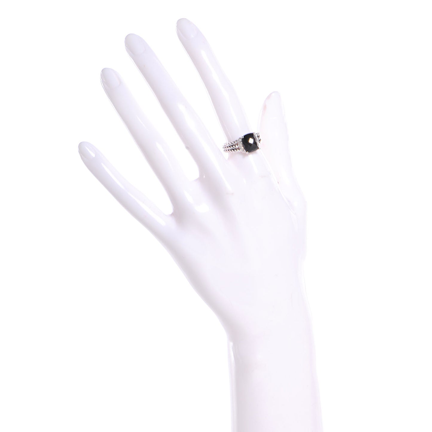 Sterling Silver Diamond Black Onyx 10mm Petite Wheaton Ring 54 7