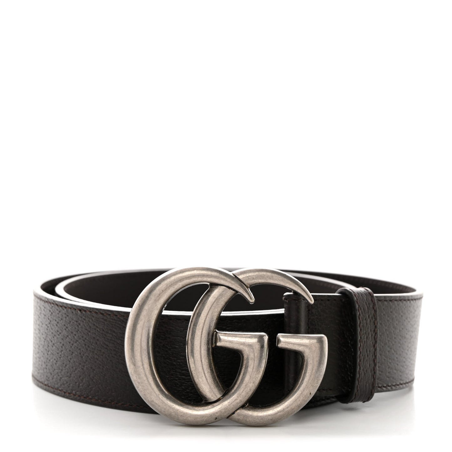 Textured Dollar Calfskin Nickel Double G 40mm Belt 85 34 Dark Cocoa