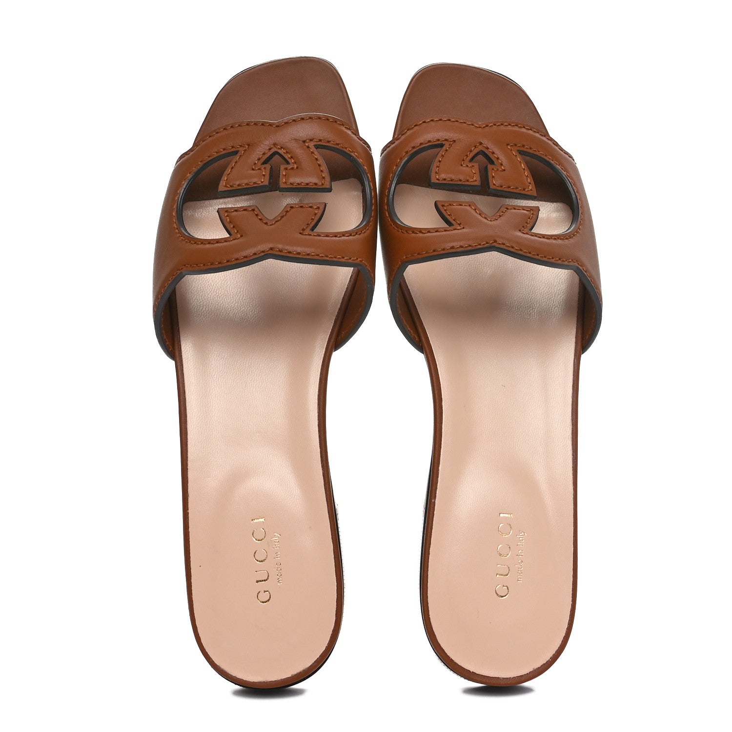 Gucci Cosmos Softy Calfskin Interlocking G Cut Out Slide Sandals 37 Cuir 2 of 9