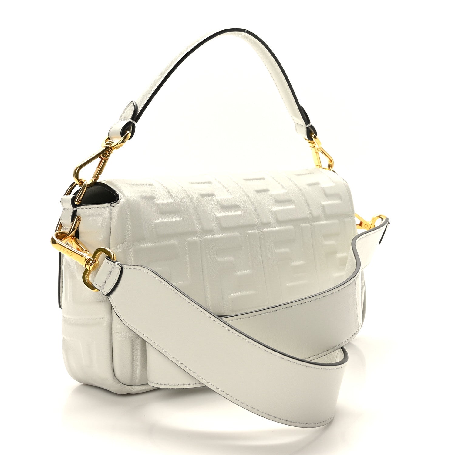 Fendi Nappa FF 1974 Embossed Baguette White 3 of 8