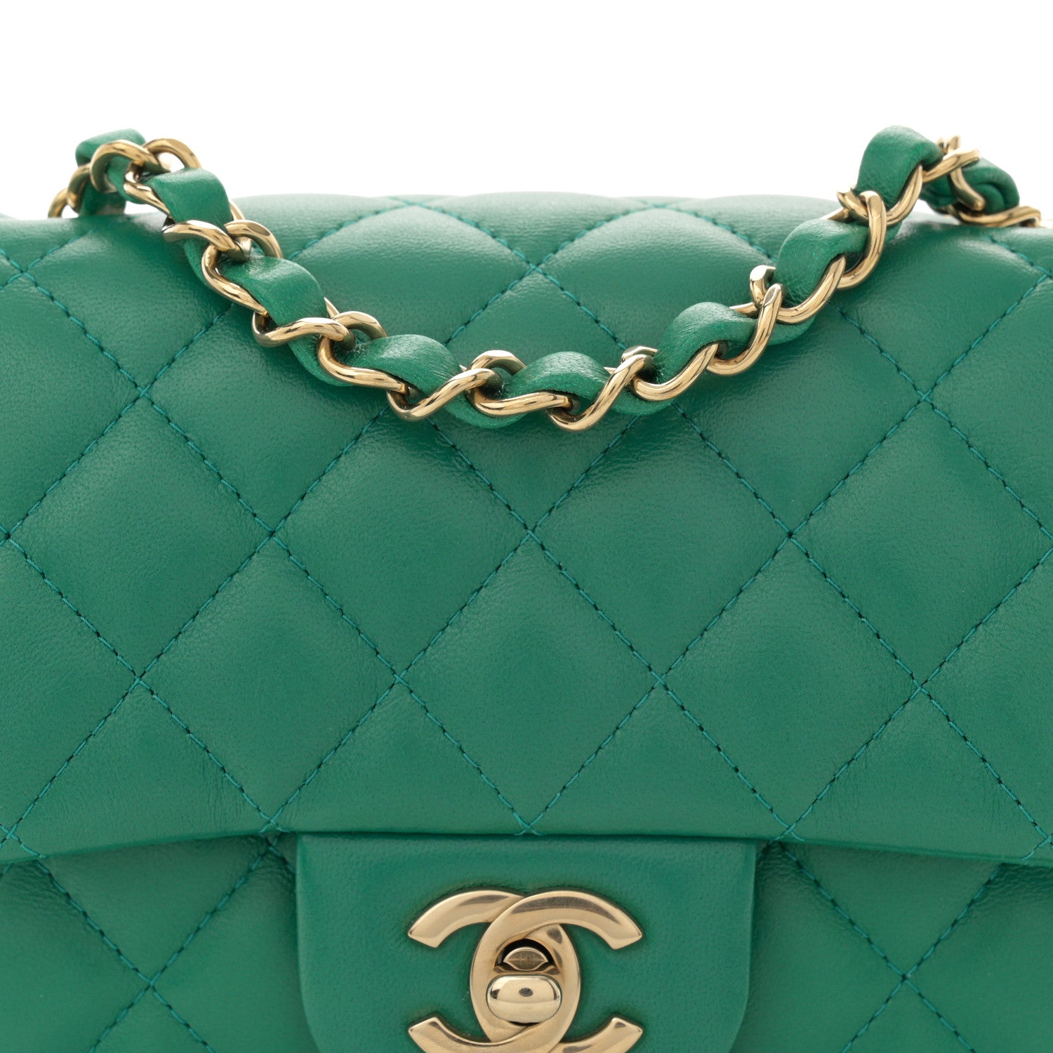 Chanel Lambskin Quilted Mini Square Flap Green 7 of 10