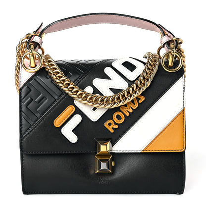Fendi X FILA Vitello Liberty Mania Bi-Color FF 1974 Embossed Small Kan I Shoulder Bag Black Confetto Multicolor 1 of 10