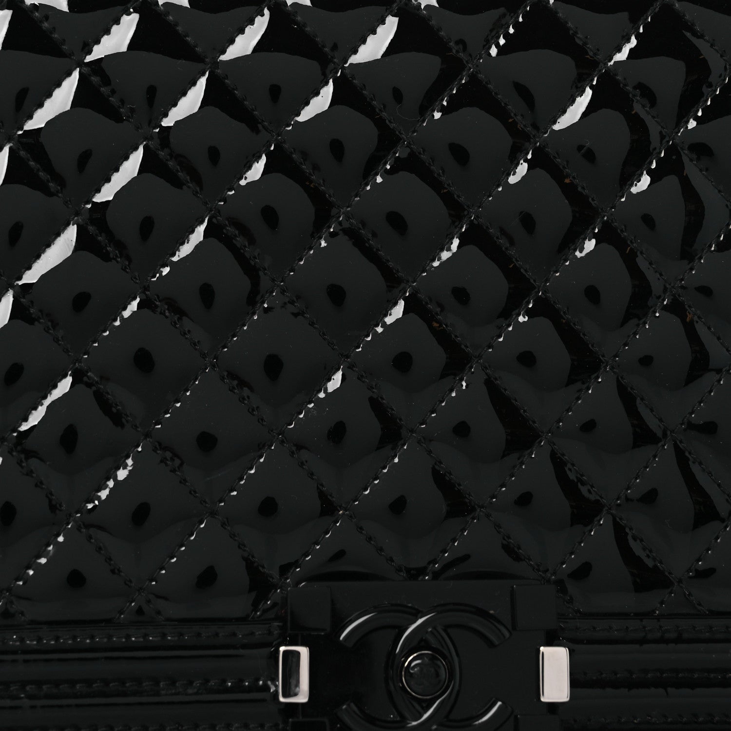Chanel Patent Calfskin Quilted New Medium Plexiglass Boy Flap Black 9 of 15