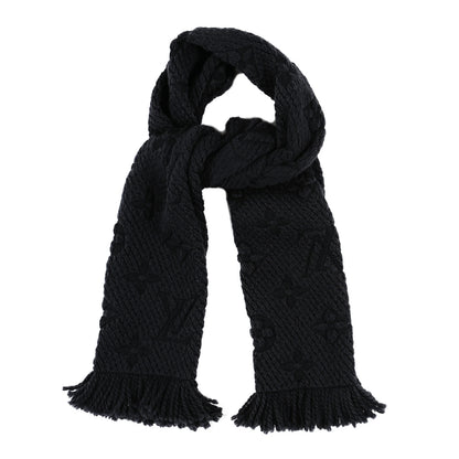 Louis Vuitton Wool Silk Logomania Scarf Black 1 of 3