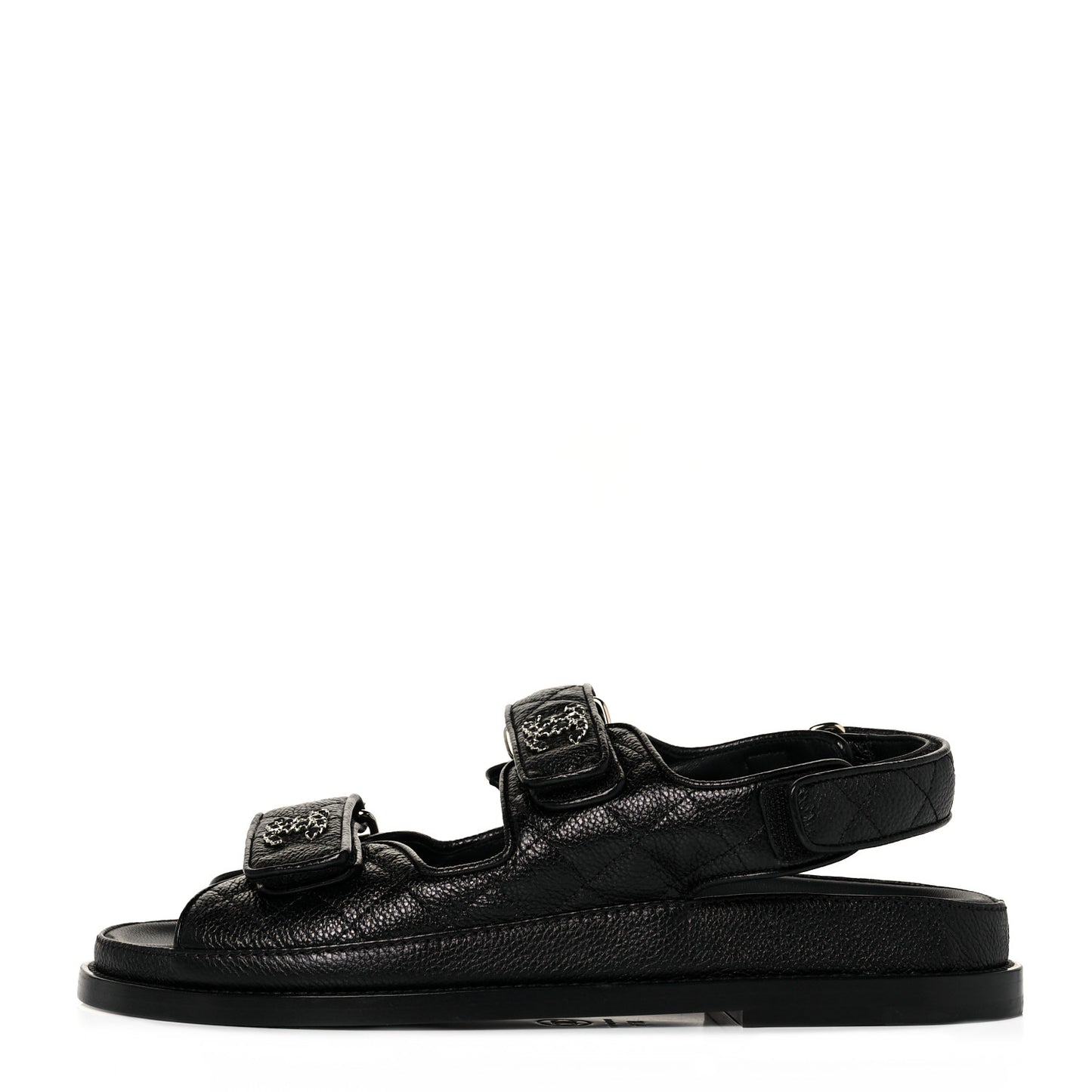 Grained Calfskin Velcro Dad Sandals 36.5 Black