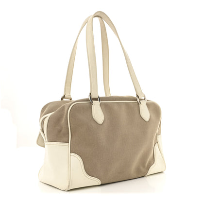 Prada Jacquard Logo Handbag Corda White 3 of 12
