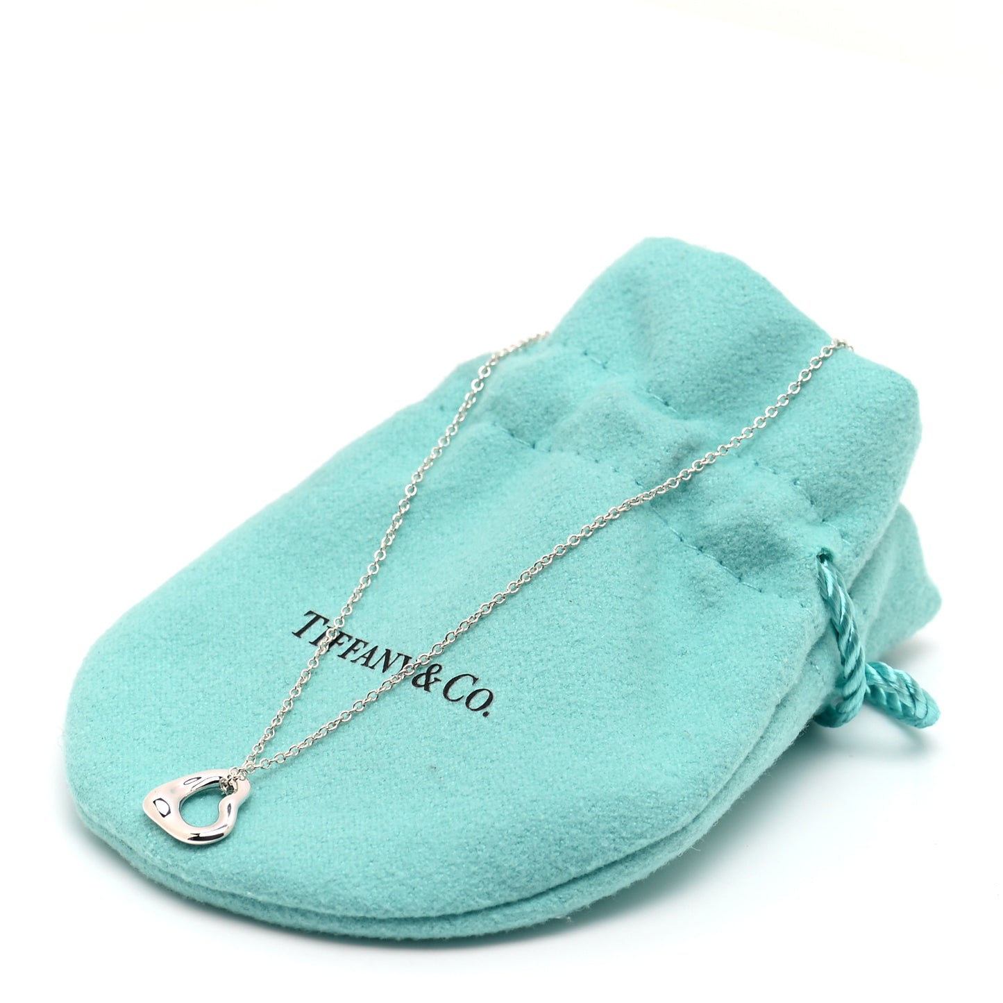 Sterling Silver 11mm Elsa Peretti Open Heart Pendant Necklace