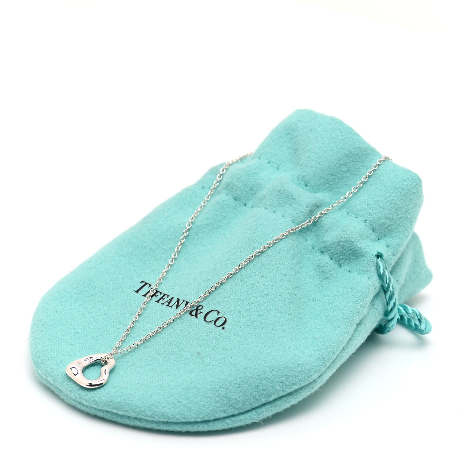 Tiffany Sterling Silver 11mm Elsa Peretti Open Heart Pendant Necklace 6 of 6