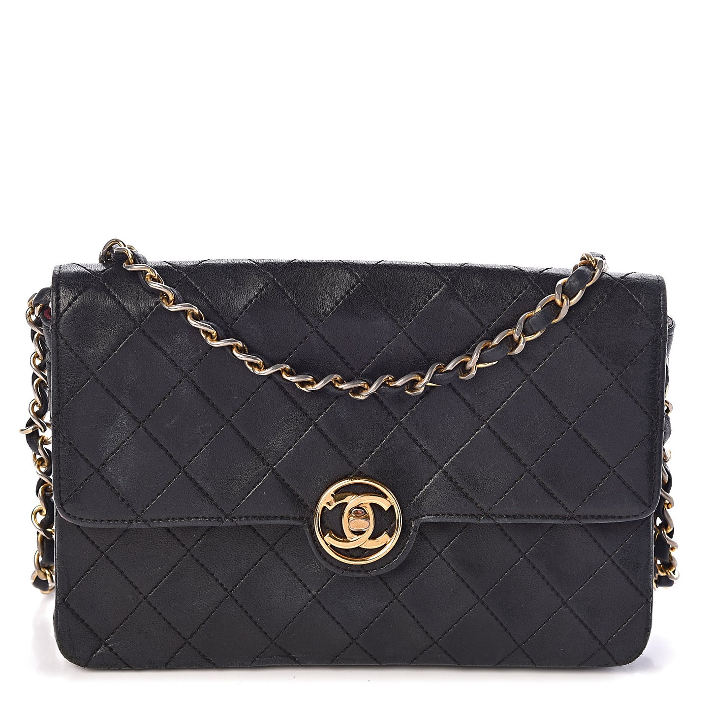 Lambskin Quilted Small Single Flap Black