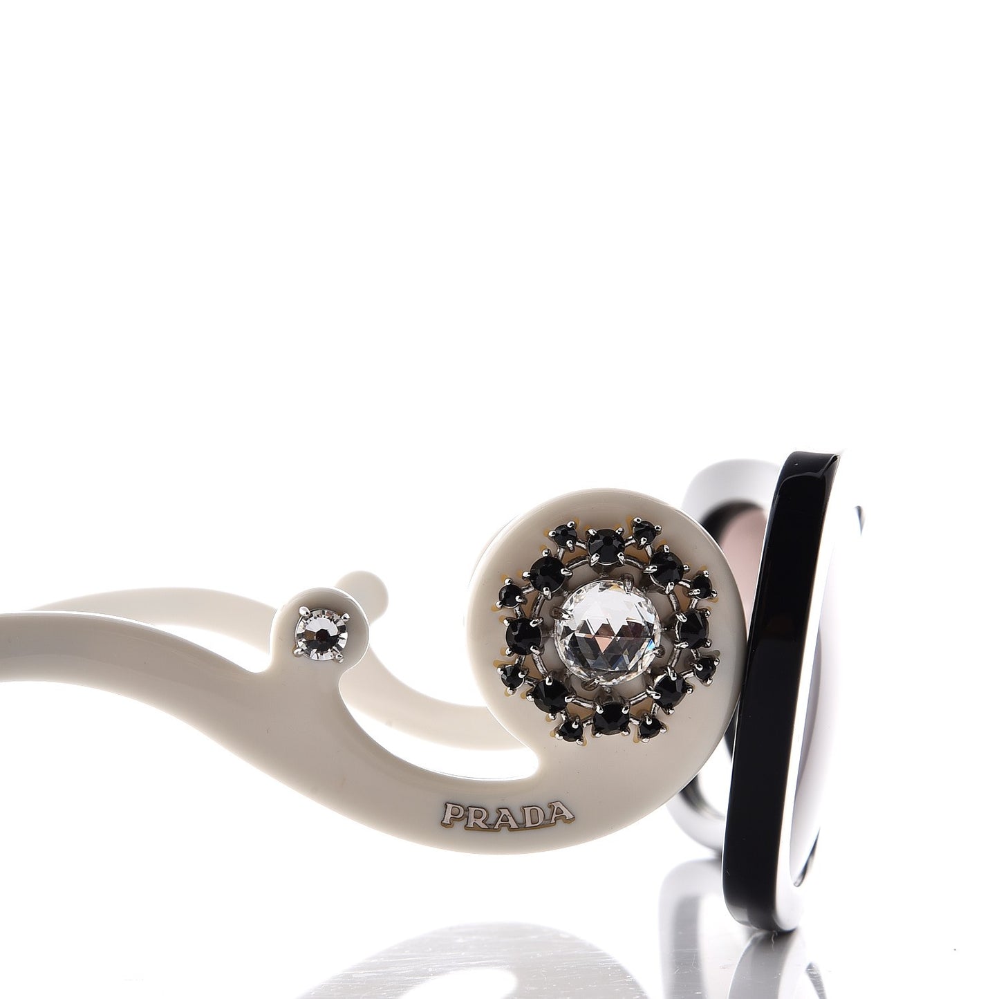Crystal Ornate Square Baroque Sunglasses White Black
